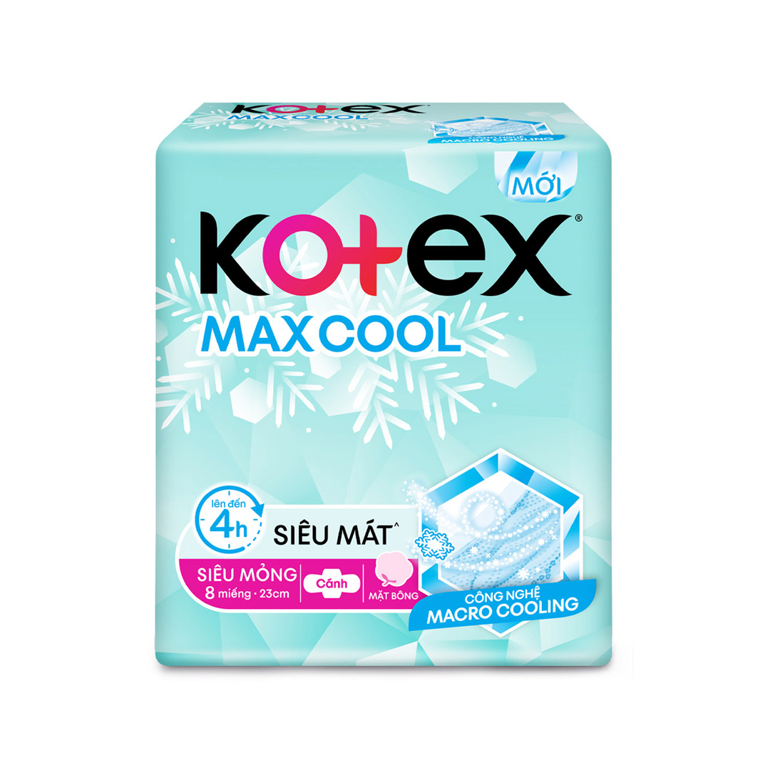 Băng vệ sinh KOTEX Max Cool Siêu Mỏng Không Cánh (  gói 8miếng ) Bao 48 gói